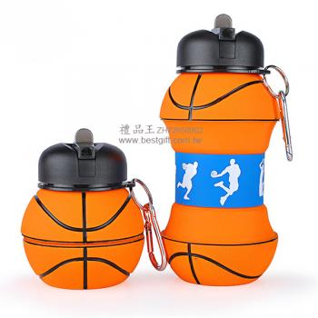 籃球造型硅膠伸縮水壺