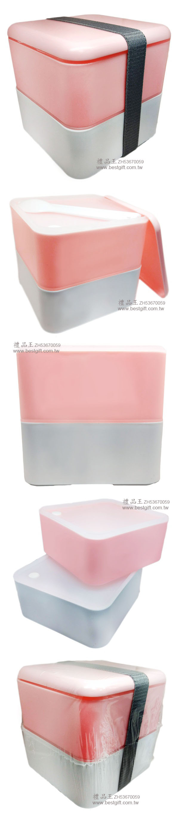 日式正方形雙層塑膠便當盒  商品貨號：ZH53670059 